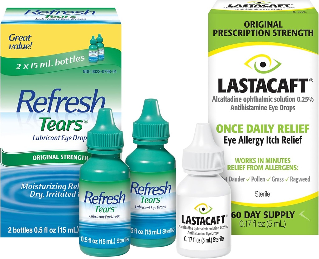 Log of Reno Tears Lubricant Eye Drops, 2 Kont ( 1) + Sonacaft Once Daily Eye Alerji Itch Relief Drops, 60 Day Supply, 0.17 Fl Oz (Pack of 1)