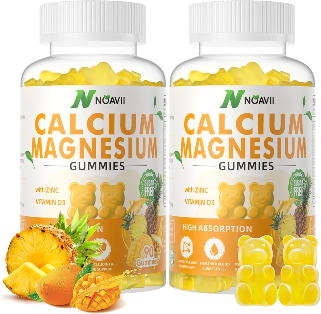 D3 Vitamini ile kalsiyum çinko Gummies, ashwagandha Supplement - Yüksek Potency Absorpsiyon - Pineapple Flavor-180 Count Count Count