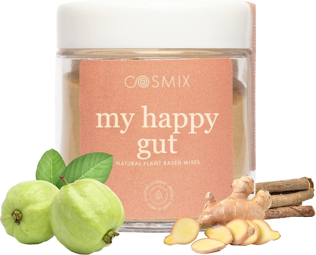 Cosmix My Happy Gut, For Improv Digestion, Bloating & General Gut Health, Natural, Plant-Based Superfood Assembly, Makes Upto 40 Hizmetler, Eklenen Sugar, Vegan 50 G (Pack of Brown 1)