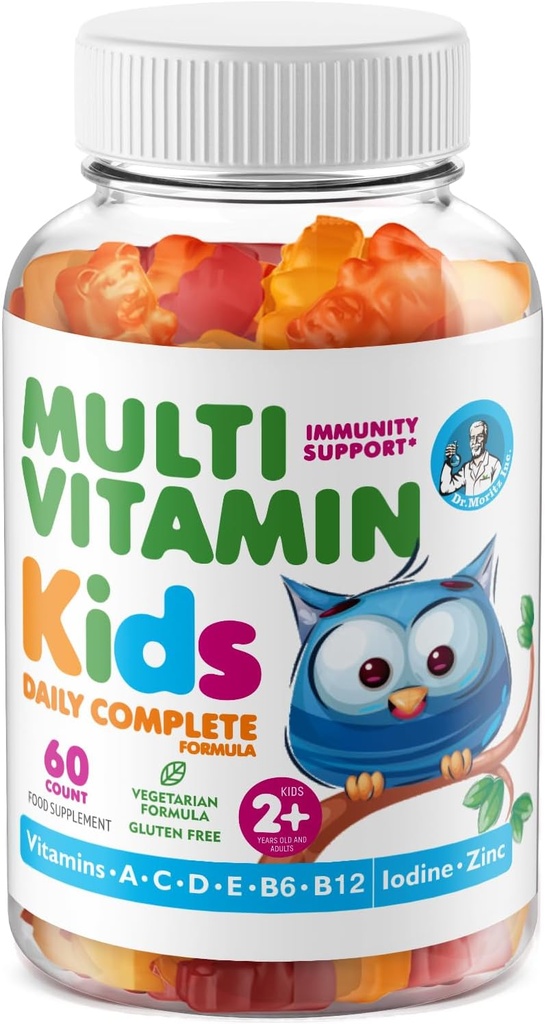 DR. MORITZ Kids Multivitamin Gummies 14 Essential Vitamins Daily Supplement for Ages 2+ Vitamin ACDE Vegetarian B6 B12 Zinc Biotin Gummy Multivitamins for Children- (60 Count)