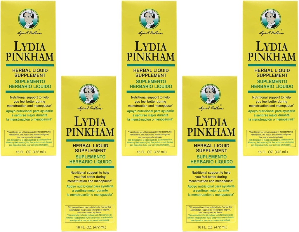 Lydia Pinkham Herbal Liquid Supplement 16 oz (Pack of 5)