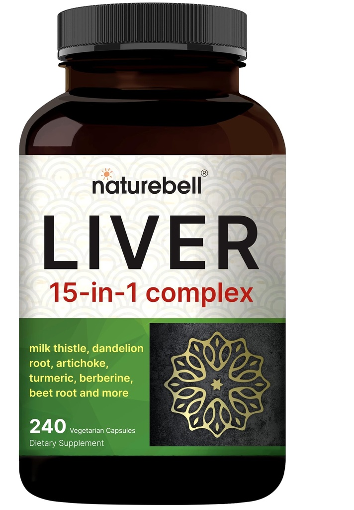 Liver Advanced, 240 Veggie Capsules | Milk Butle with Turmeric, Dandelion Root, Artichoke, Black Currant Oil & More in 15in-1 Herbal Formula