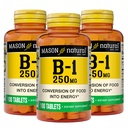 MASON NATURAL Vitamin B1 Thiamine 250 mg, 300,Day Supply, Diyetary Supplement to Support Natural Energy Levels, 100 Tablet (Pazarlama 3)