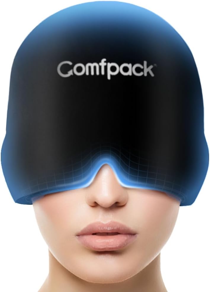 Καπάκι ανακούφισης ημικρανίας, πλήρες κεφάλι Ψυχρό Συμπίεση Μαλακό Στρετχύ Καπάκι ανακούφισης κεφαλαλγίας για την ένταση, τον κόλπο, το άγχος ανακούφιση, Hangover καπέλο πάγου, Puffy μάτια, δώρα για τους πάσχοντες ημικρανία