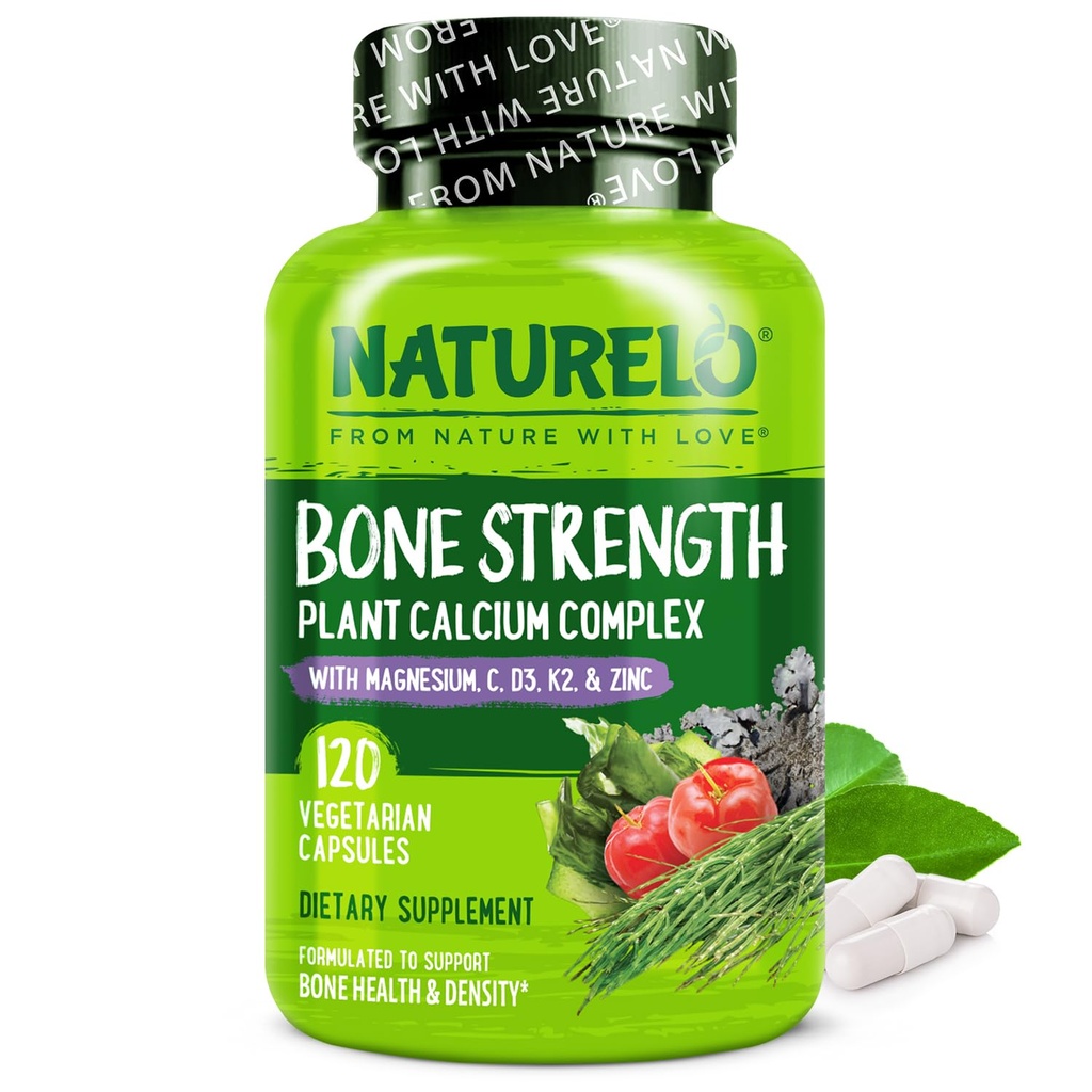 NATLOuba Supplement - C vitamini, Vitamin D3, K2 ve Bone Strength için Magnezyum Çinko - Bitki bazlı, 120 Vejetaryen Capsules, Non-GMO, Soy & Gluten-Free