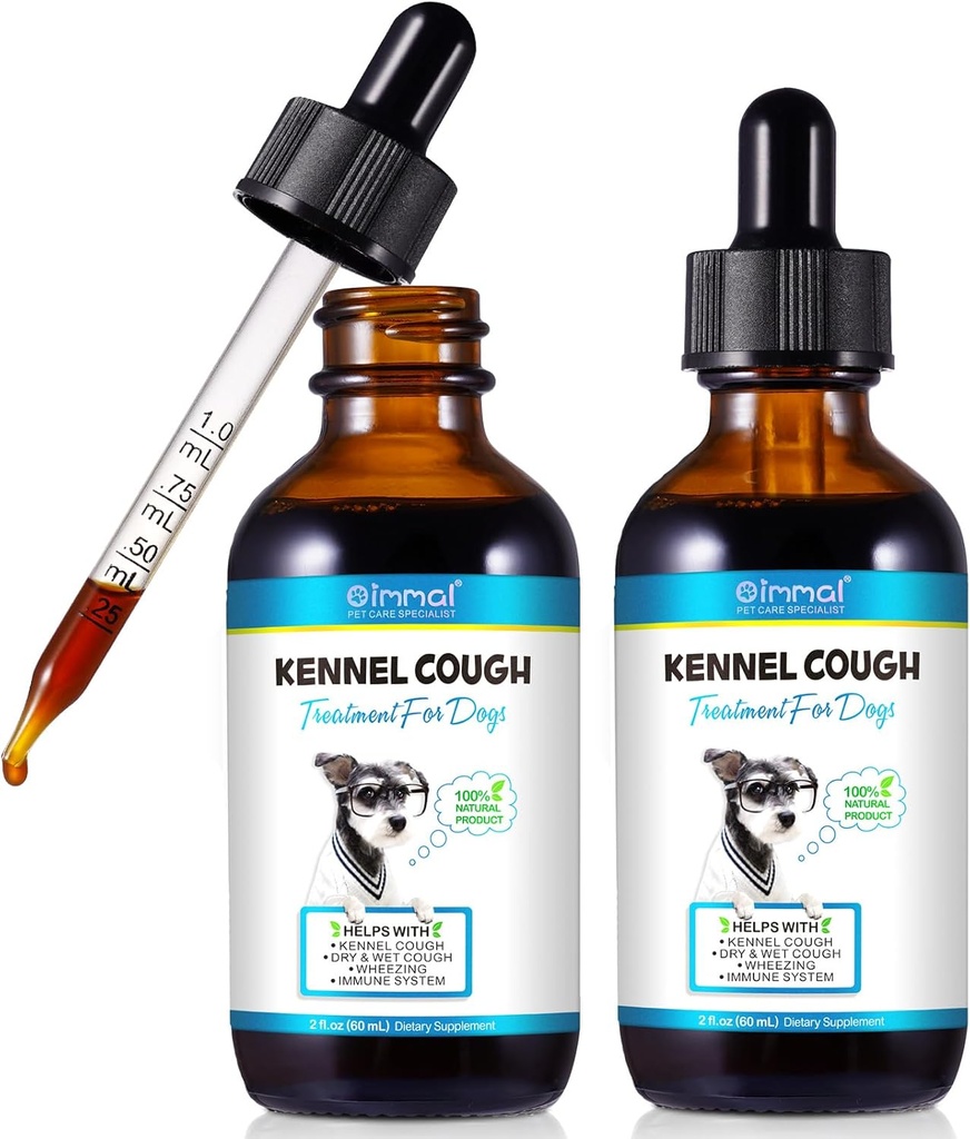 Kennel Βήχας για σκύλους - Kennel Βήχας Θεραπεία, Φυσικό συμπλήρωμα βήχα για σκύλους, Gentle Dog Συμφορητική ανακούφιση, Υγρή Αλλεργία Σκύλων Ανακούφιση (2 Fl Oz (πακέτο του 2))