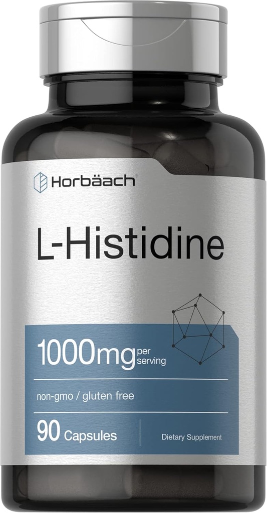 Horbäach L- Histidine 1000 mg 90 Capsules | Non-GMO ve Gluten Free | Farm Grade