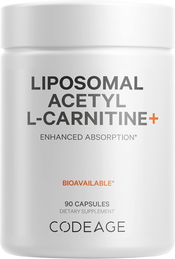 Kodage Liposomal Acetyl-L-Carnitine+ Supplement - 500 mg Acetyl-L-Carnitine per Service - 3Month Supply, Liposomal Delivery - Alcar Supplement - L-Carnitine-Free, 90