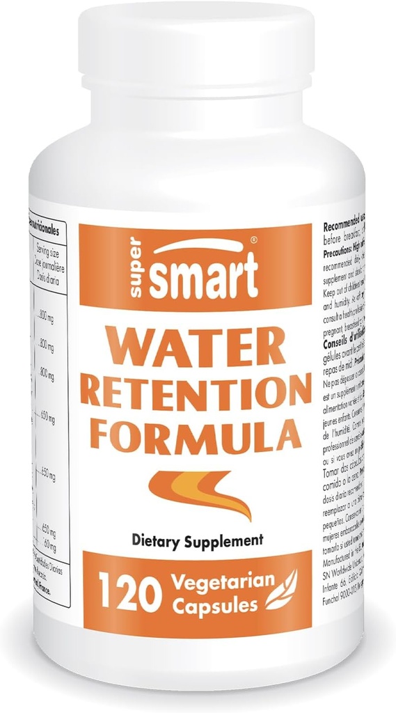 Supersmart - Water Retention Formulation (Advanced Complex) - Dandelion, Guarana, Caffeine, Betalains - Natural Lymphatic Drainage Supplement | Non-GMO & Gluten Free - 120 Vegetarian Capsules