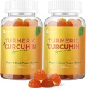 Turmeric Curcumin Gummies με Black Pepper 2 Pack, Turmeric και Ginger συμπλήρωμα για την ανοσοποιητική κοινή υποστήριξη, ζάχαρη χωρίς Ginger Gummies για φλεγμονή Vegan