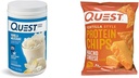 Quest Vanilla Milkshake Protein Powder, 24g Protein, 1.6lb + Quest Nacho Cheese Tortilla Style Protein Chips, 18g Protein, Συσκευασία των 12
