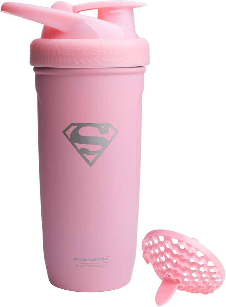 Smartshake DC COMICS Reforce Paslanmaz Çelik Protein Shaker Şişe 900 ml | 30 oz - Leakproof Vida-on Lid - BPA Ücretsiz - Uniseks - I Primated - Supergirl Logo
