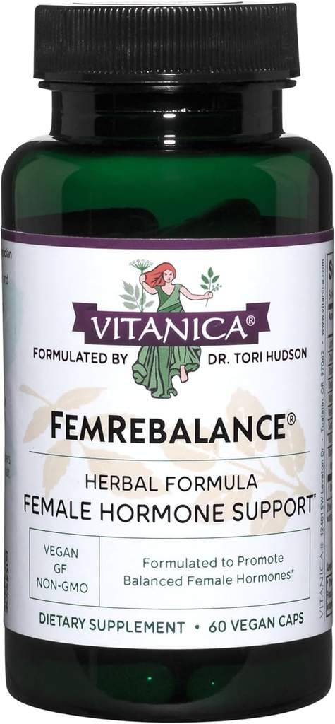Vitanica FemRebalance, υποστήριξη ισορροπίας ορμονών για τις γυναίκες, Vegan, 60 κάψουλες