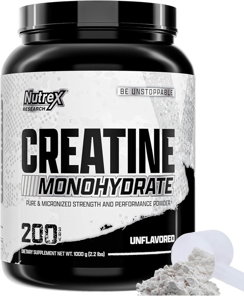 Nutrex Research Micronized Kretine Monohidrat Toz - 200 Hizmet (1KG) Saf, Kas Kazananları için Sınırsız Kreatine Monohidrat Tamam, Güçlü ve Performans 5G