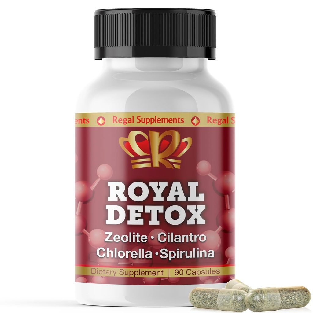 Royal Detox - All-in-One Cleanse | Zeolit, Cilantro, Chlorella, Spirulina, Apple Pectin | Full Body, Liver, Colon Detox | Supports Energy, Mood, Immunity, Gut Capsules