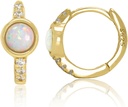 14K Gold Plated 925 Sterling Silver Beyaz Opal Huggie Hoop Earrings yarattı