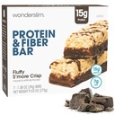 Wonderslim High Fiber Protein Bars, Fluffy S'more Crisp | 15g Protein, 8g Fiber | Low Sugar, Low Carb | Sağlıklı Indulgence | Satisfying, Supports Energy & On-Go Convenience, 7 Pack