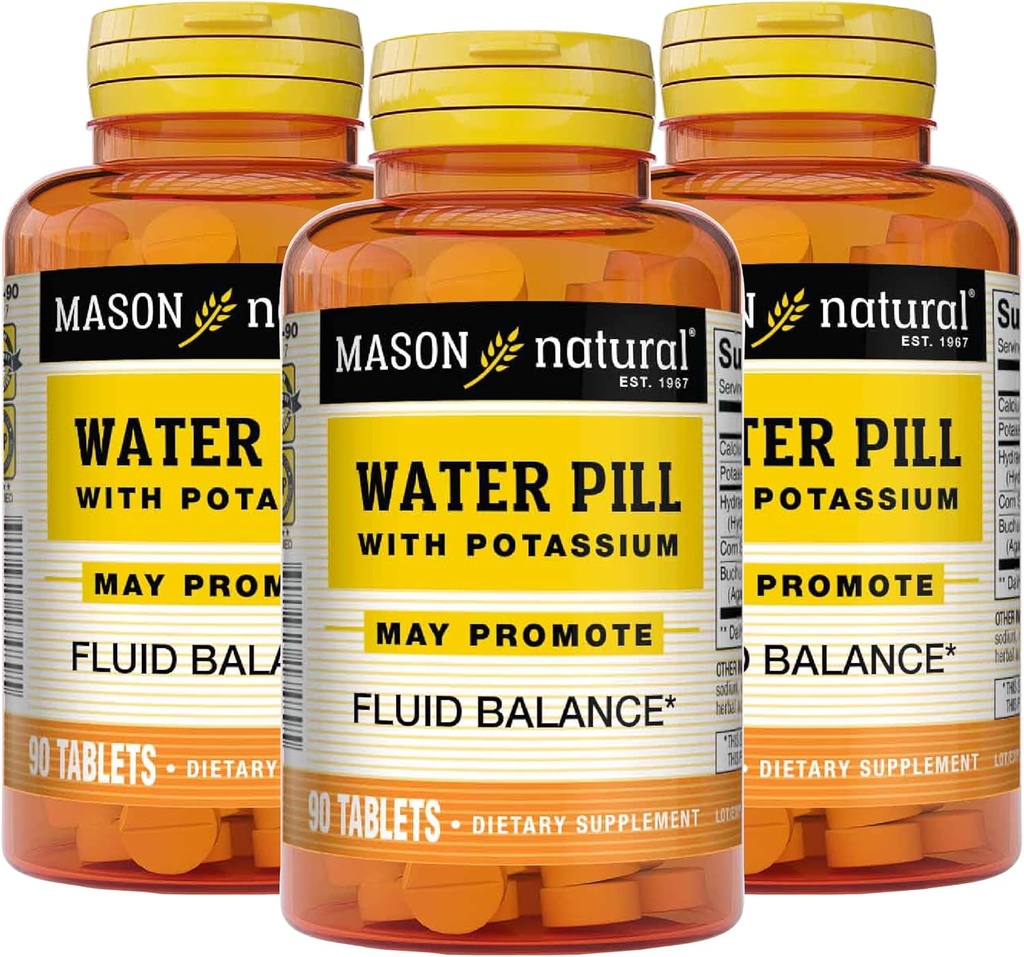 Mason Natural Water Pill with P properties anduba - Supports Akışkanlar Dengesi, Relieve Bloating and Swelling, Natural Diuretic Supplement, 90 Tabletler (Pazar 3)