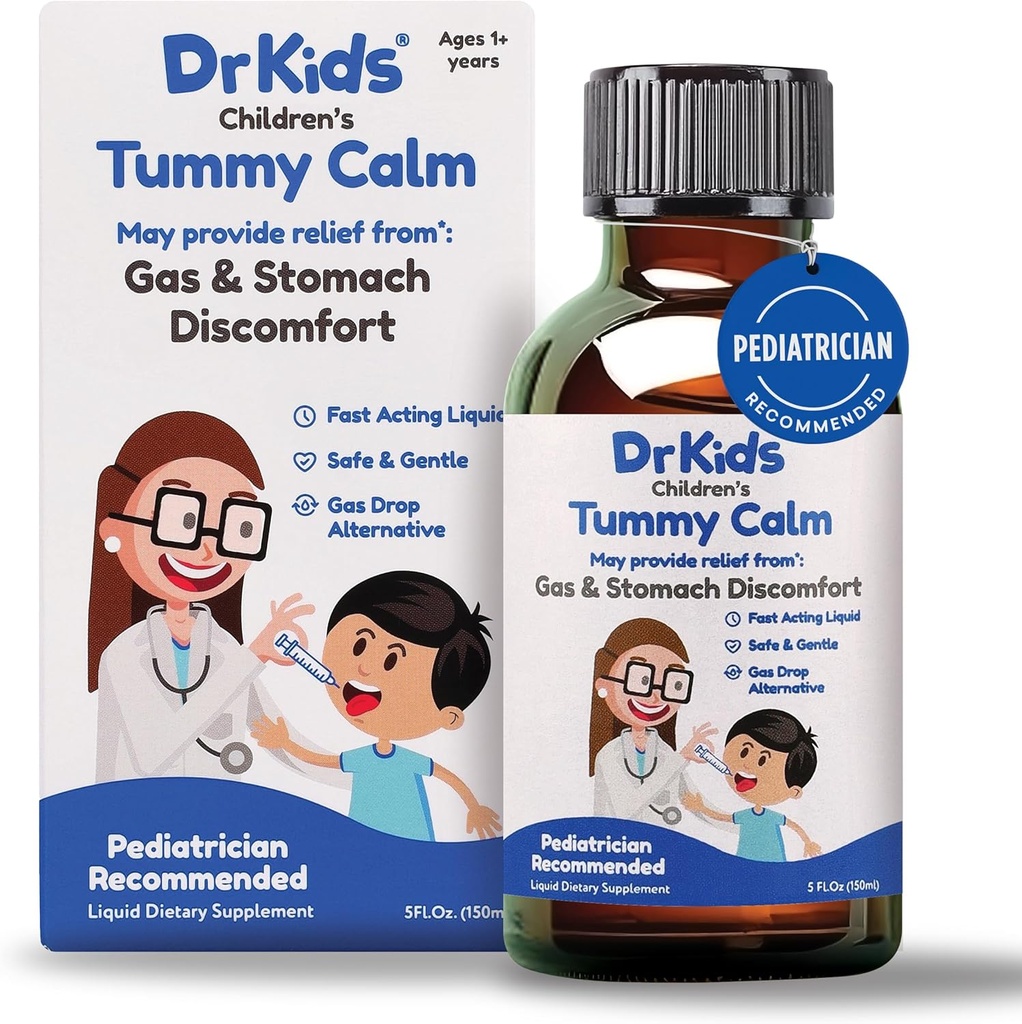 Tummy Calm Dr. Kids Children's Gas Relief & Upset Stomach Support, Alternative Gas Drops for Newborns & Kids, Safe & Gentle Oral Solution, Natural Constipation Relief, 5 Fl Oz (Pack of 1)