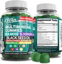 Deniz Moss Gummies | Klinik Olarak Test Edildi - Siyah Tohum Yağı Ashwagandha Elderberry Burdock Root Chlorella Manuka - Vegan İrlandalı Deniz Moss Gummy Yetişkin Çocuklar için Vitaminler - Yeşil Apple Flavor