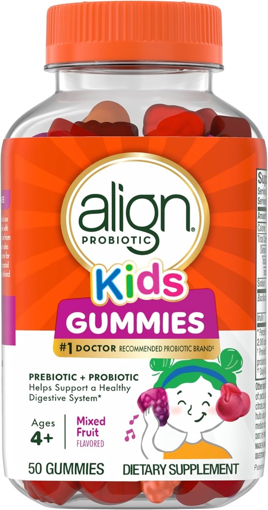 Ευθυγράμμιση Probiotic, Kids Gummies, Prebiotic + Probiotic βοηθά στην υποστήριξη ενός υγιούς πεπτικού συστήματος *, # 1 γιατρός συνιστάται Probiotic Brand‡, 50 Gummies Συσκευασία μπορεί να ποικίλει
