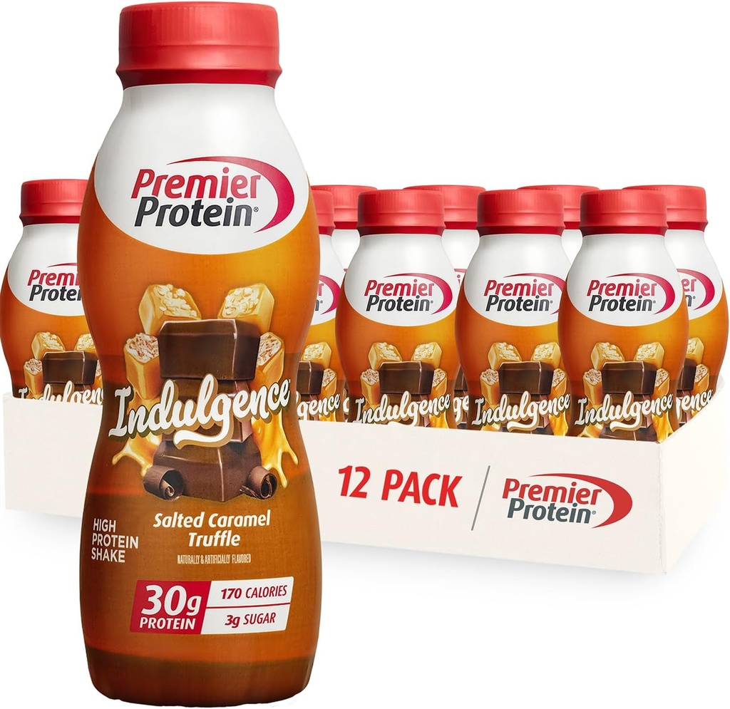 Premier Protein Indulgence Protein Shake, 30g Protein, 3g Sugar, Αλάτι Caramel Truffle, 11, 5 fl oz, Συσκευασία των 12