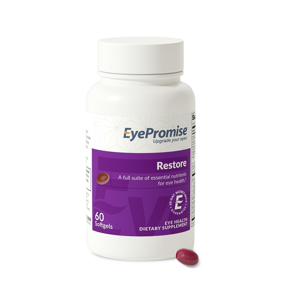 EyePromise Rest Eye Health Supplement - 60 Softgels, 30 Günlük Supply - Omega 3 Supplement with Zeaxanthin, Lutein, Fish Oil, EPA, DHA & Vitamins for Eye Health