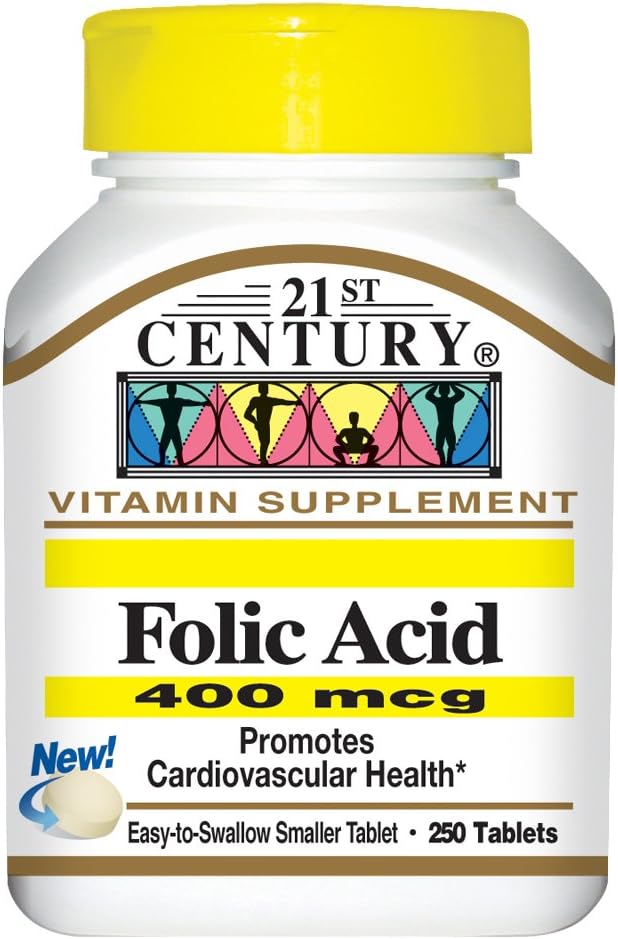 21. Yüzyıl Folic Asit 400 mcg Tabletler, 250-Count (Pack of 2)