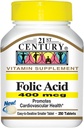 21. Yüzyıl Folic Asit 400 mcg Tabletler, 250-Count (Pack of 2)