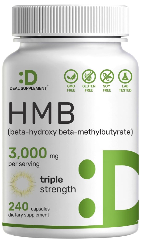 Ultra Strength HMB Supplements 3,000 mg Per Servis, 240 Capsules | Üçüncü Parti Test Edildi | Destekler Kas Büyüme, Retention & Lean Muscle Mass | Fast Workout Recovery