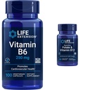Life Extension Vitamin B6 250 mg, 100 Vegetarian Capsules & Folate & Vitamin B12, Vegetarian Capsules, White, 90 Count Count Count