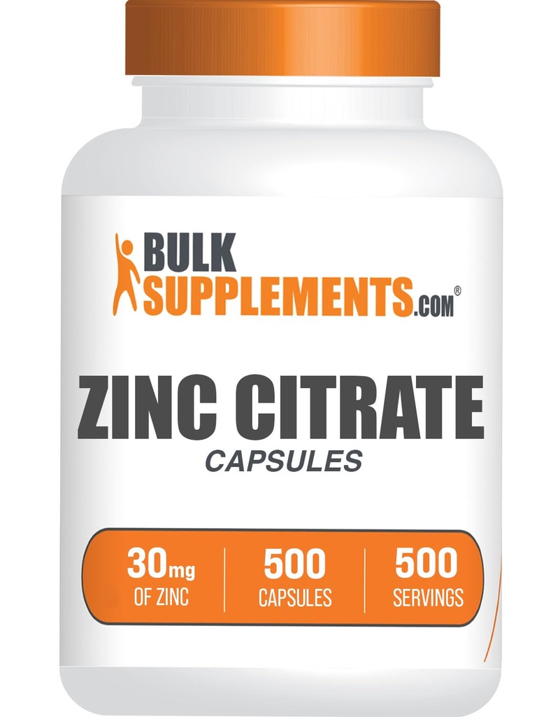 BulkSupplements.com çinko Citrate Capsules - çinko Supplements, Gluten Free - hizmet başına 30 mg, 1 Capsule per Service, 500 Count (1.5 km)