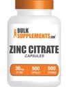 BulkSupplements.com çinko Citrate Capsules - çinko Supplements, Gluten Free - hizmet başına 30 mg, 1 Capsule per Service, 500 Count (1.5 km)