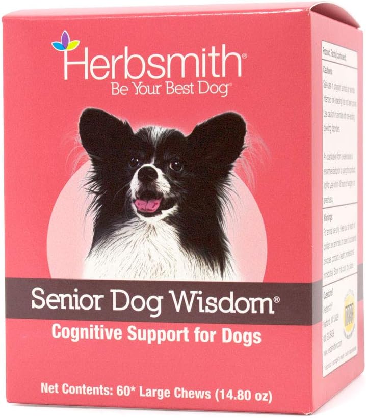 Herbsmith Senior Dog Wisdom – συμπλήρωμα άνοιας σκύλου – DHA για Senior Dog Brain Health - Senior συμπλήρωμα για σκύλους - 60ct Μεγάλα μάσημα
