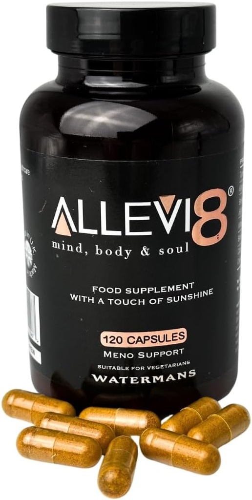 Watermans Allevi8 Κουρκουμίνη Turmeric, Ginger, Frankincense, Βιταμίνη D & Black Pepper Extract για την καλύτερη απορρόφηση - Καθημερινή Κοινή & Ψυχική Υγεία, Ανοσοποιητική Υγεία Υποστήριξη