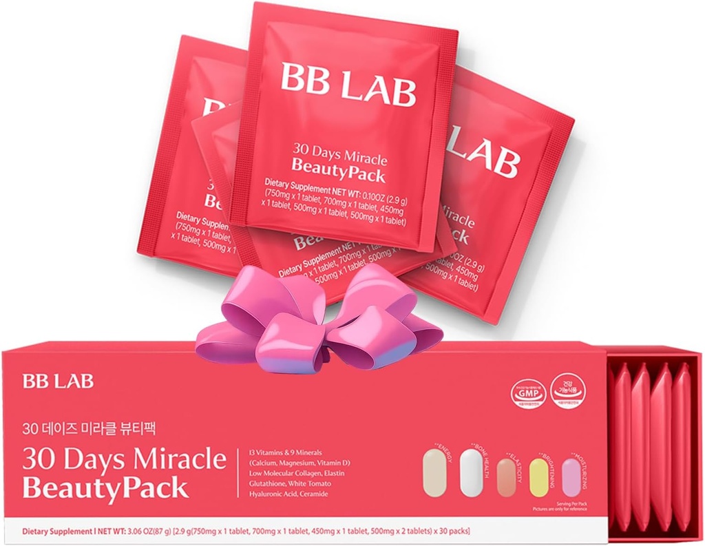 BB LAB 30 Days Miracle Beauty All-in-one Pack, Low Molecular Collagen, Elastin, Glutathione, Ceramid, Hyaluronic Acid, Multivitamins & Minerals, Kalsiyum, Magnezyum, Vitamin D