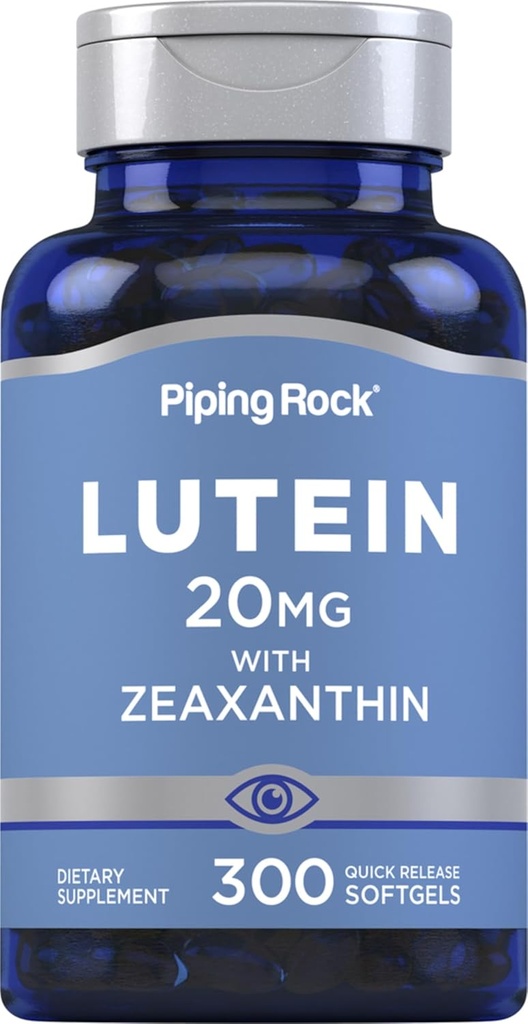Piping Rock Lutein ve Zeaxanthin Supplement | 20 mg | 300 Softgels | Göz Vitamini Marialtı Ekstraksiyon | Non-GMO, Gluten Free