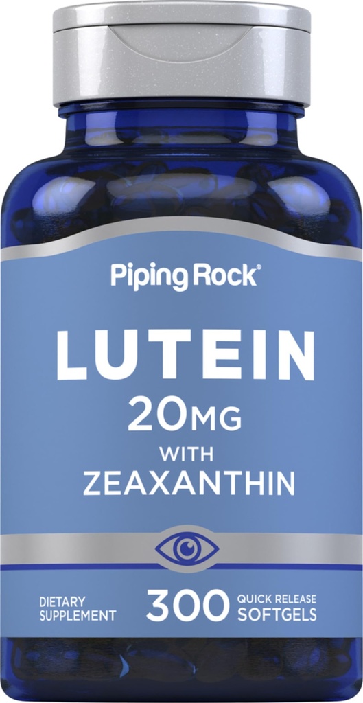 Piping Rock Lutein ve Zeaxanthin Supplement | 20 mg | 300 Softgels | Göz Vitamini Marialtı Ekstraksiyon | Non-GMO, Gluten Free