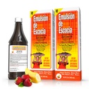 Emulsión de Escocia Cod Liver Oil Liquid Supplement with Vitamins A, D, E & B1 - Φυσικό ιχθυέλαιο Ωμέγα 3 για Παιδιά & Ενήλικες - Νοστιμότατο άρωμα μπανάνας φράουλας - 6,5 oz (2-Pack)