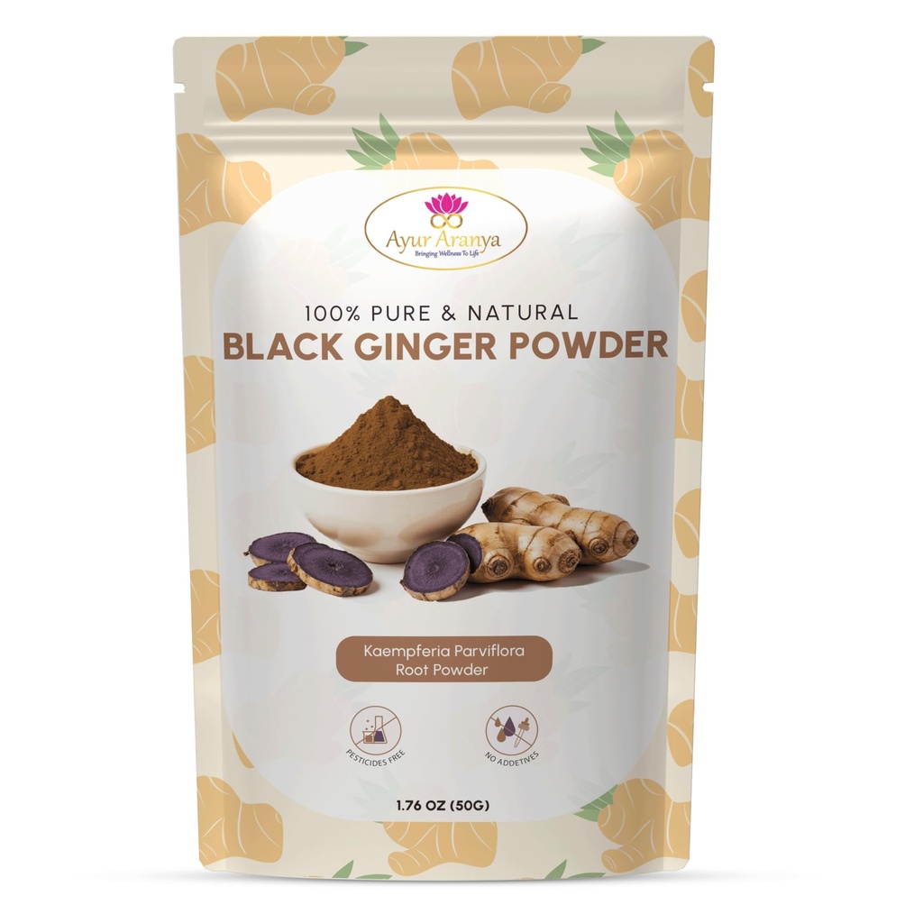 Ayur Aranya 100% Pure Black Ginger Toz 50g – Kaempferia Parviflora Root Toz – Doğal Stamina & Enerji ATM – Premium Quality, No Preservatives – Mix with Water, Juices, Smoothies or Tea