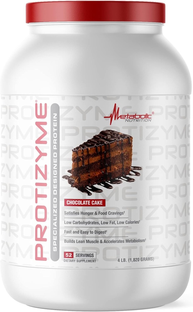 Metabolik Beslenme, Protizyme,% 100 Whey protein Toz, Yüksek Protein, Low Carb, Low Fat Whey Protein, Digestive Enzymes, 24 Temel Vitaminler ve Mineraller, 4 Pound, 52 Hizmetler