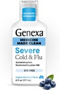 Genxa Clean Cold & Flu Relief, Dye Free, 0% Yapay Katkılar, Vücut Ağrısı için Severe Daytime Tıp, Cough, Cold and Flu, Headache, Tit Congestion, Organic Blueberry Flavor, 6 fl oz