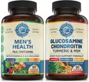 Erkekler Daily Multivitamins & Advanced Joint Support Sche (Bir Şişe Her Şey) Kollektif olarak Holistic Wellness, Boosted Energy ve Ortak Sağlık'ı destekliyor. ABD Made.