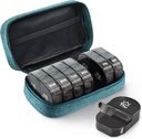 AUVON Blood Bag Travel Pill Organizer 2 Times bir gün, Büyük AM/PM Haftalık Pill Box 7 Günlük Pill Case with Portre Cyan Cooking Kumaşı Holding Supplements, Vitamins ve Fish Oils