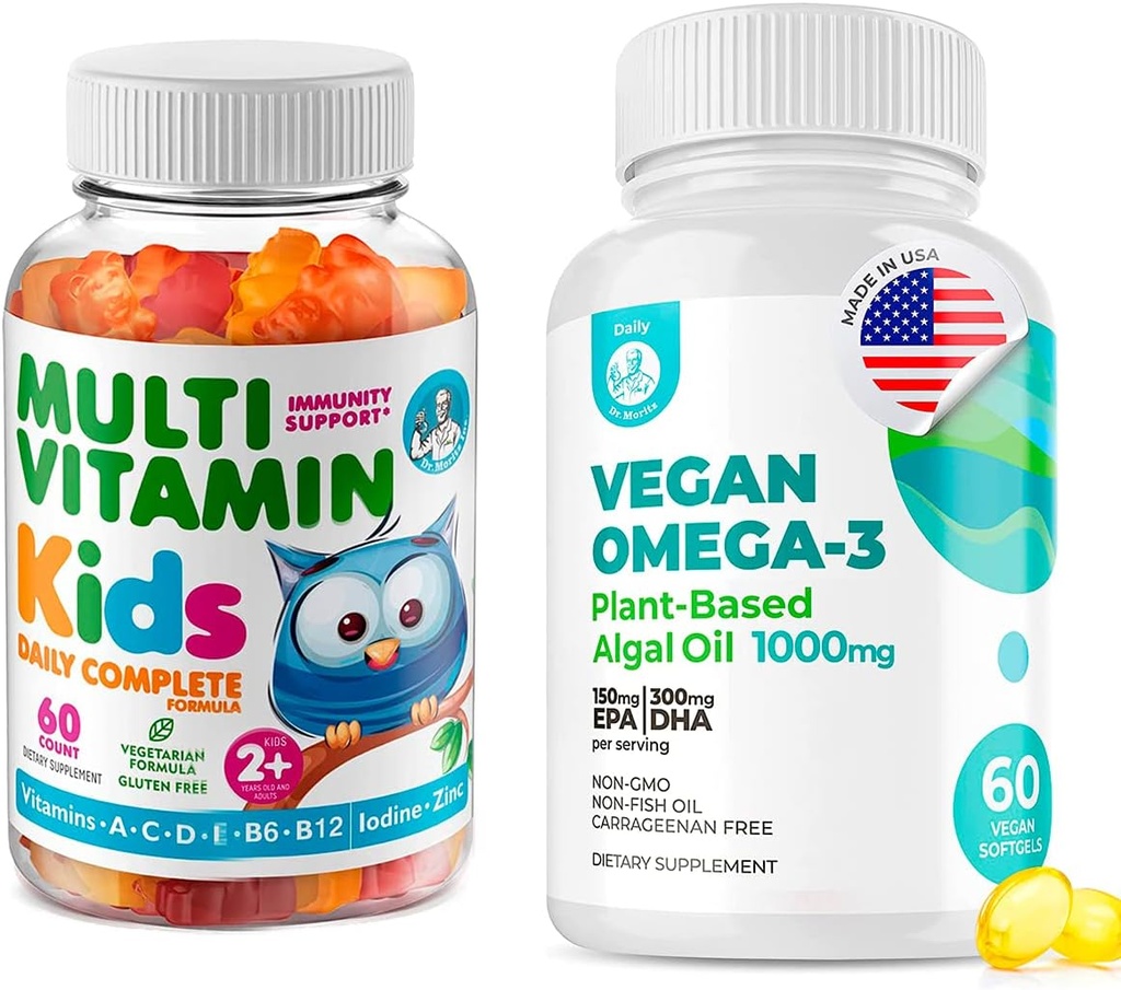 DR. MORITZ Çocuklar Multivitamin Gummies ve Vegan Omega 60 Softgels