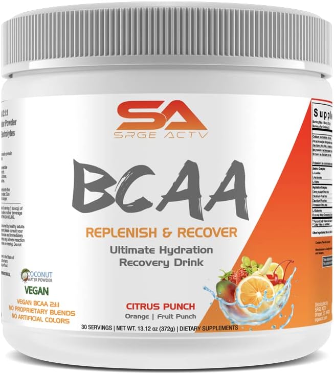BCAA Toz Plus Glutamine and Electrolyte Toz for Recovery & Hydration - 30 Hizmet (Citrus Punch)