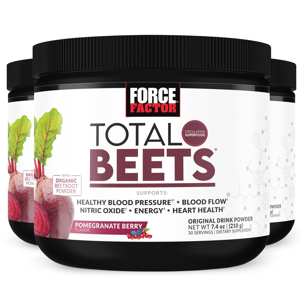 Kuvvet Faktörü Total Beets, Superfood Tozu, Nitrates'i Circulation, Nitrik Oksit, Enerji, Endurance ve Stamina, Cardiovascular Heart Health Supplement, 90 Hizmet, 3Pack