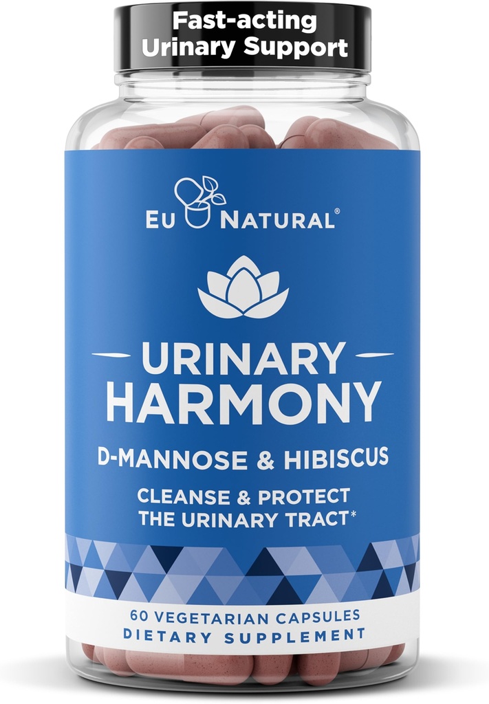 Urinary Harmony D-Mannose Supplement – Urinary Tract Health for Women – Cleans and Flushes The Urinary System – Potent Klinik Strength Formula with DMannose and Hibiscus – 60 Hızlı Acting Capsules