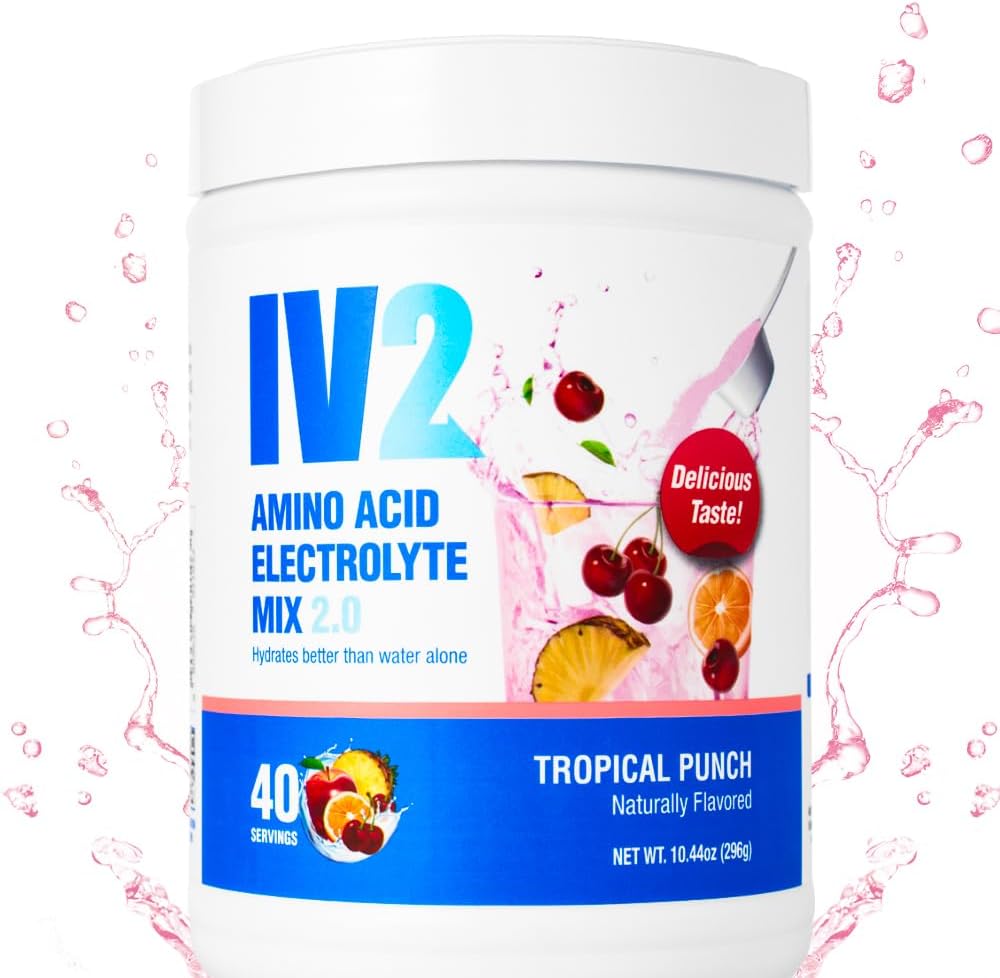 IV2 Premium Hydration Toz - Sugar-Free Electrolyte Mix + Amino Asits & Essential Vitaminler I Vegan, Non-GMO, Gluten-Free, Caffeine-Free (40 Hizmet)