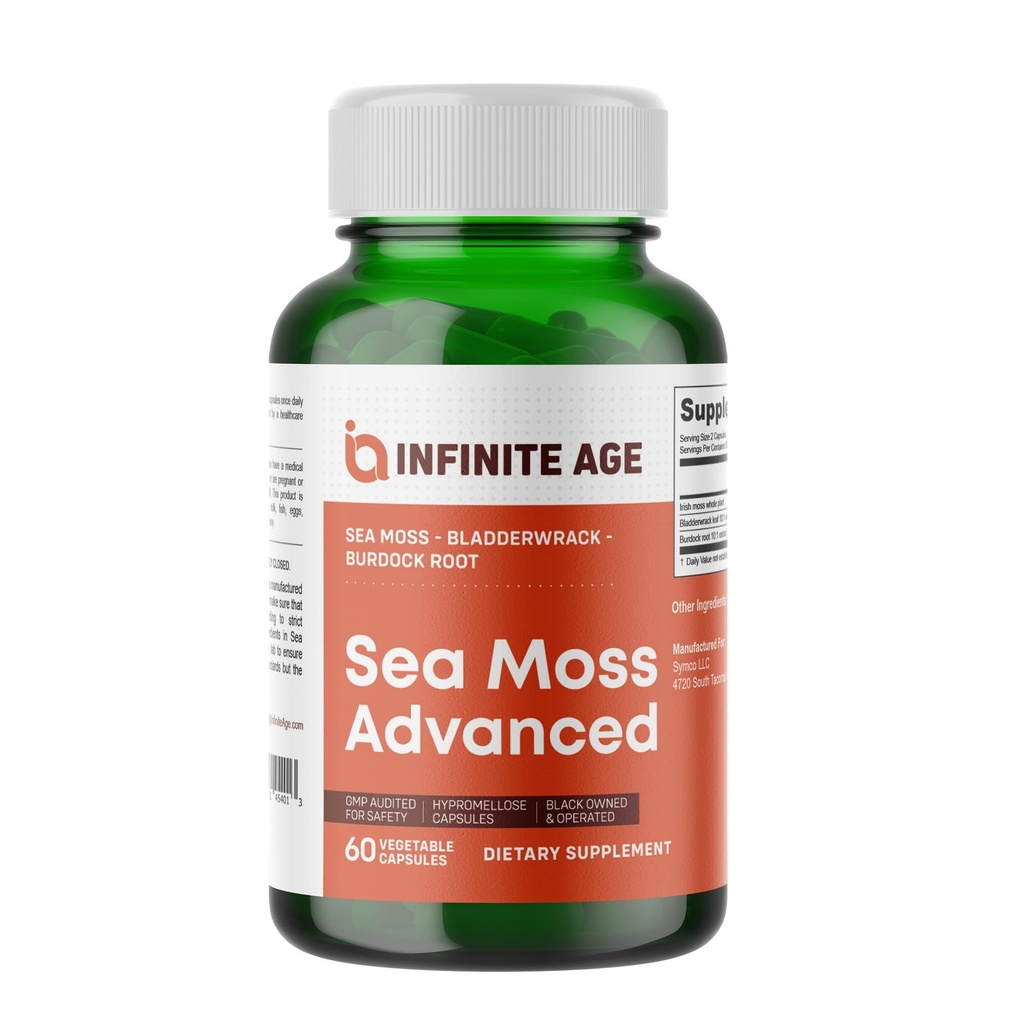 INFINITE AGE 1250mg Sea Moss Advanced Superfood Capsles, 60 Count - High-Potency, Vegan, Made in The USA - Irish Seamoss, Bladderwrack, Burdock Root - Συνολική Υγεία, Υποστήριξη Ανοσίας